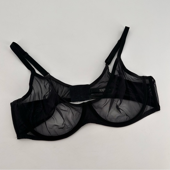 SKIMS Black Ultra Fine Meah Scoop Underwire Lingerie Bra 42C - Picture 2 of 4